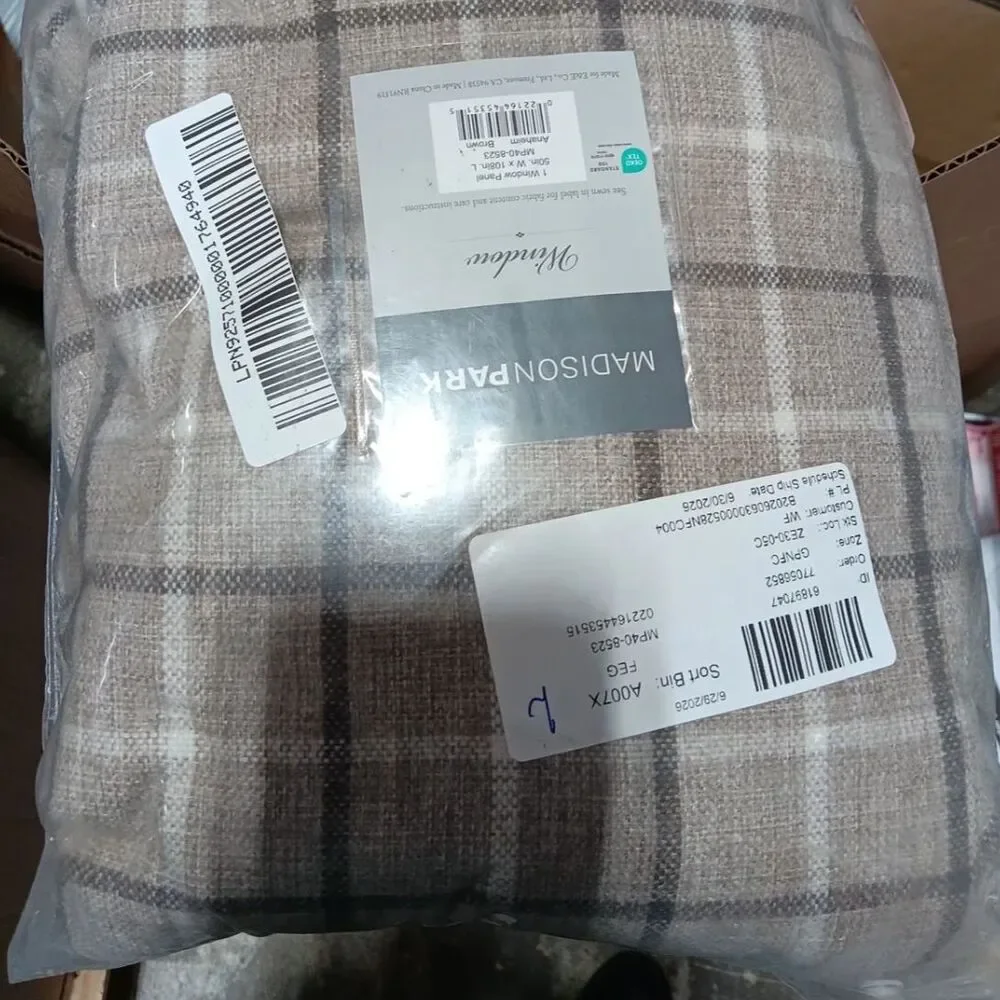 Brand New Madison Park Anaheim Plaid Curtain – Brown, 50